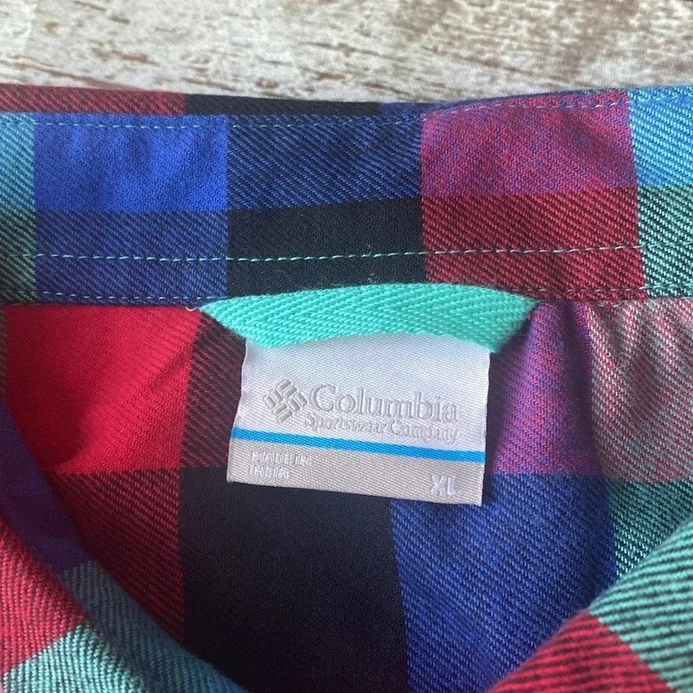 Columbia Men’s Cornell Woods Buffalo Checker Colorful Long Sleeve Shirt SZ XL - Picture 3 of 9